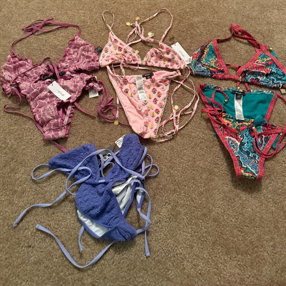 Lot of 4 Nasty gal bikinis all NWT Sz 14 floral, boho, tribal, lace